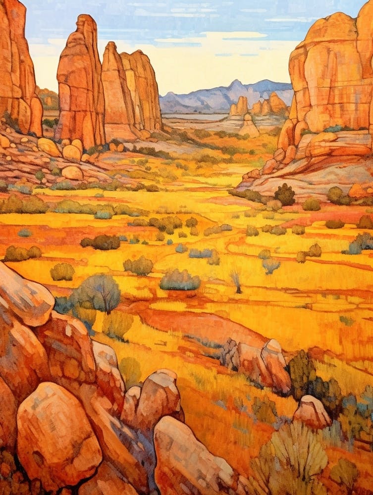 Autumn National Park Painting Arches National Park Utah Usa 1