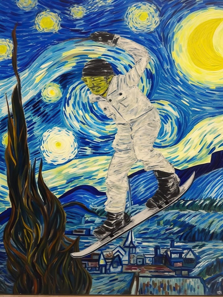 Snowboarding In The Style Of Van Gogh 1