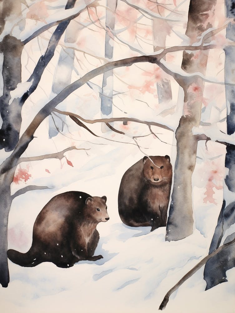 Winter Watercolour Mink 2