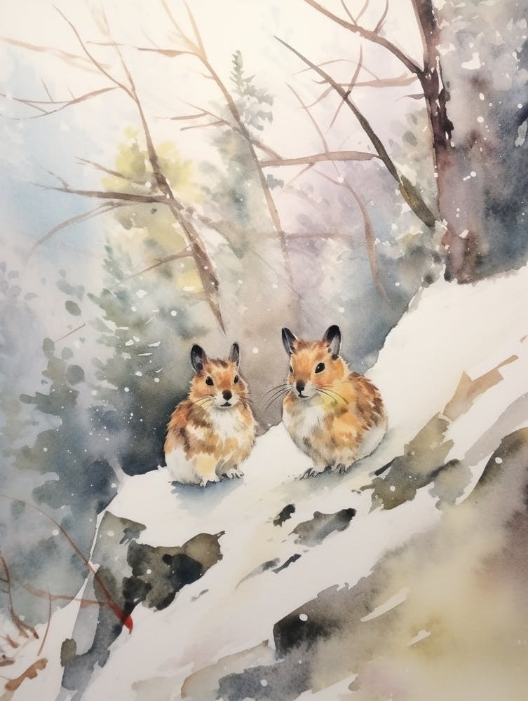 Winter Watercolour Pika 6