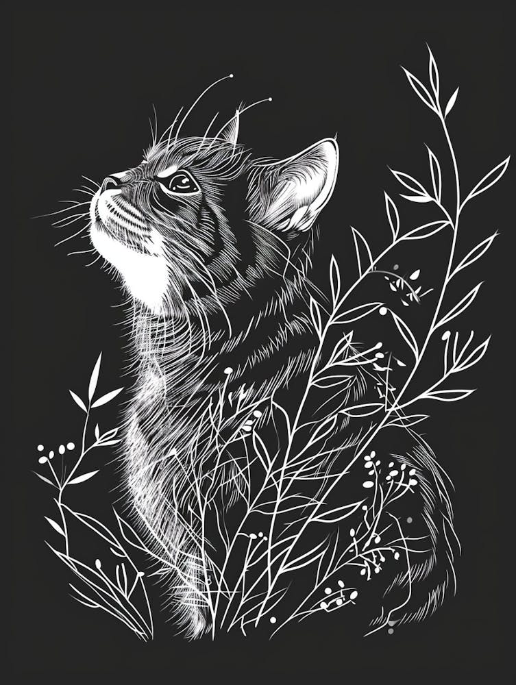 American Shorthair Cat Minimalist Illustration 3