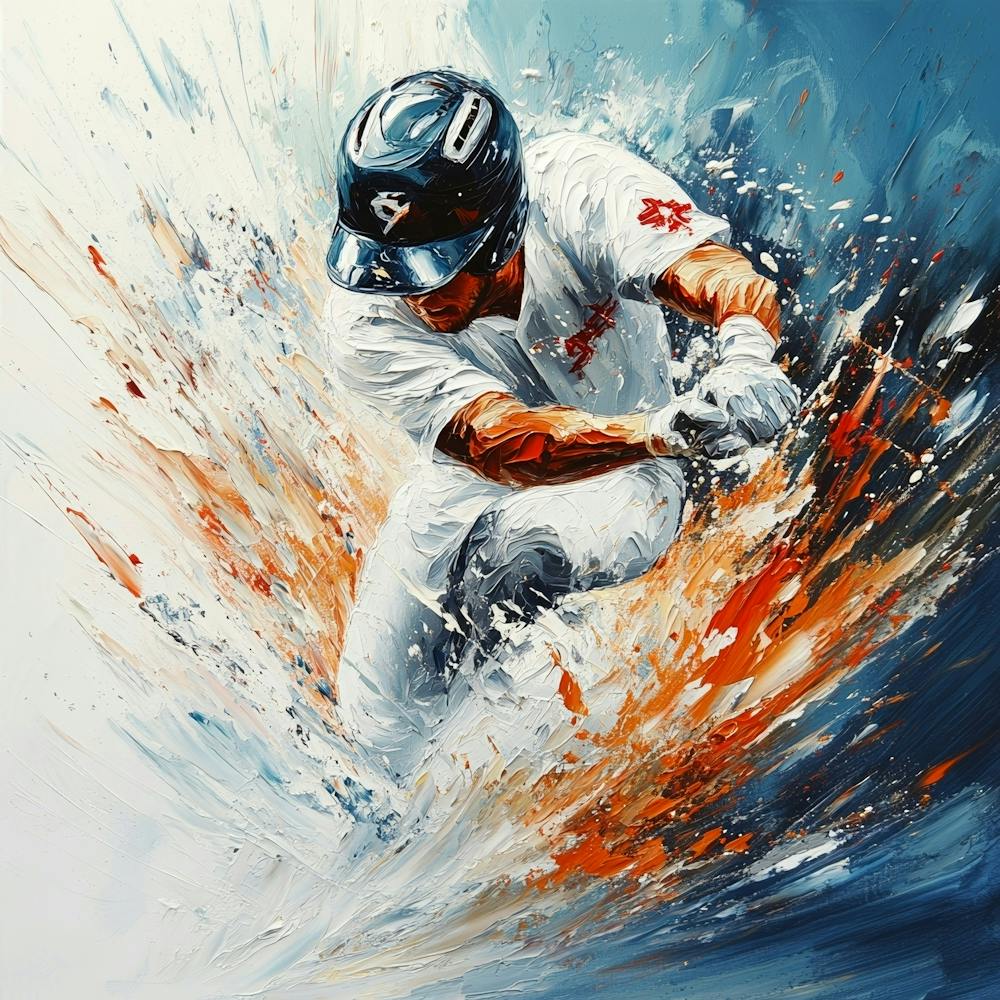 Baseball Player Hitting A Ball Art