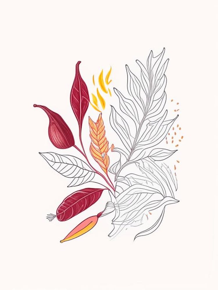Cayenne Pepper Spices And Herbs Minimal Line Drawing 4