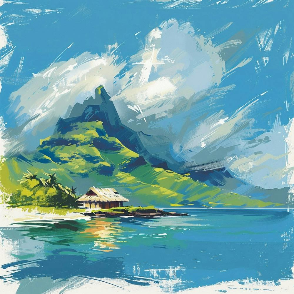 A Tahiti In Französisch-Polynesien Expressive Pinselstriche