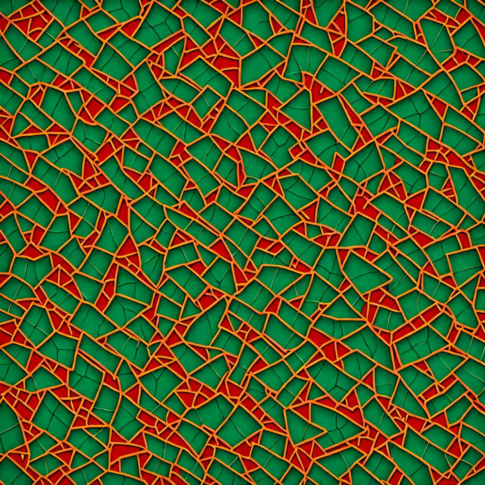 A Tile Pattern Featuring Abstract Geometric shapes, Rustic Green And Red Colors, Flat Art, 195