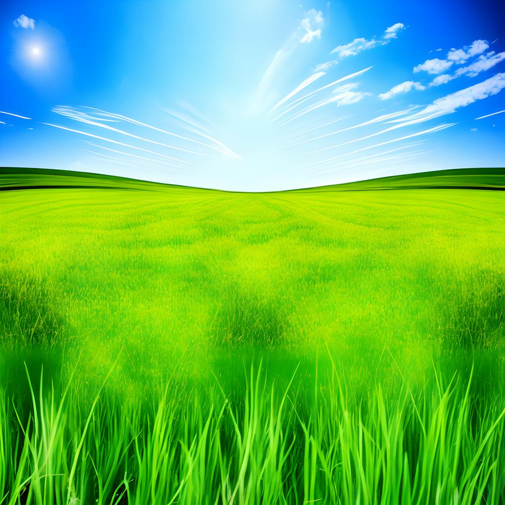 Green Grass A Blue Sky And A Background Of Calm Colors Suitable As A Wall Painting With Beautifu (2)