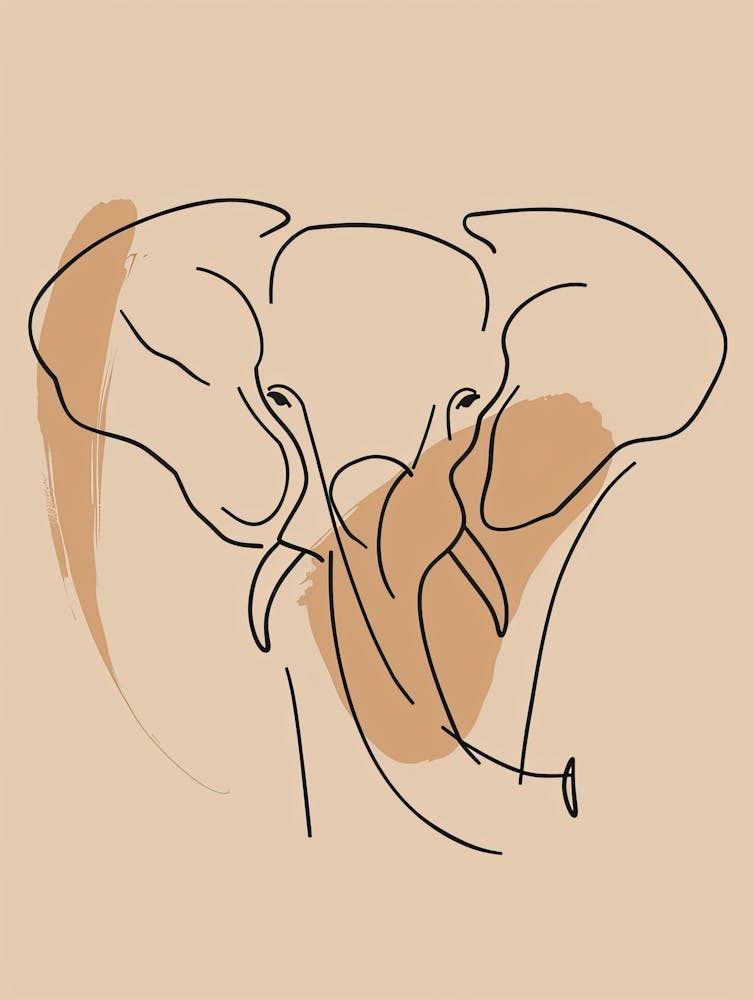 Elephant Head - Boho, Line Art 1