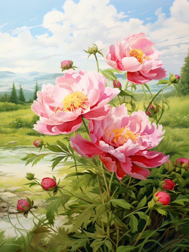 Peony Wildflower In Green Field (3)
