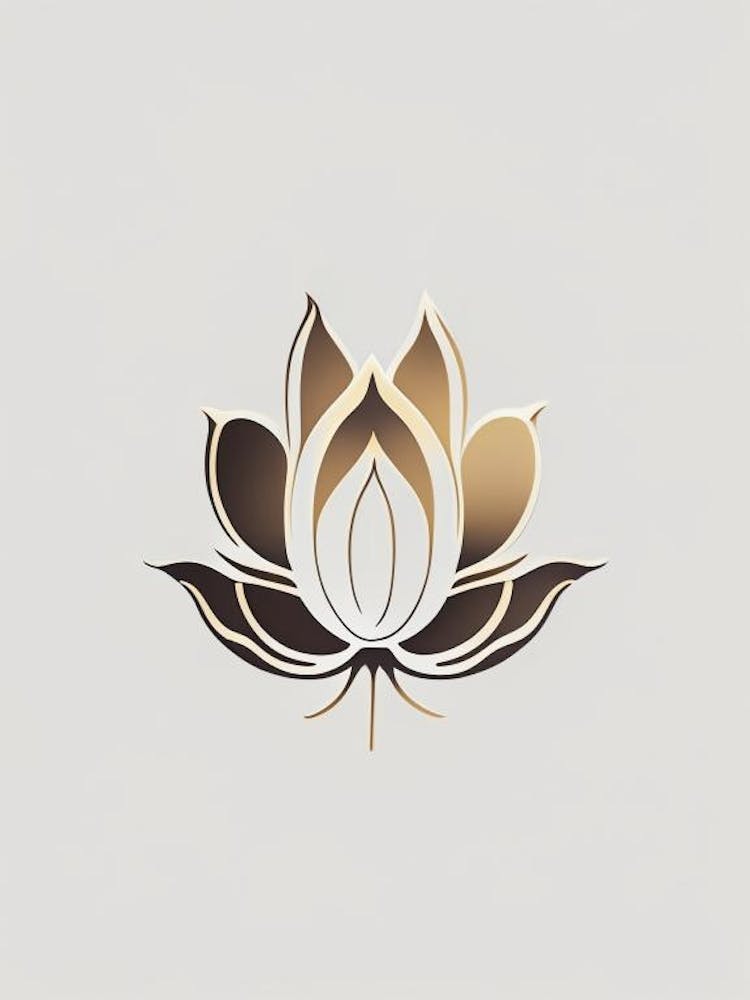Lotusblume, Buddhistisches Symbol Retro Minimal 2