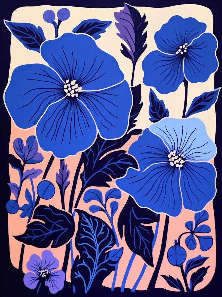 Blue Flower Illustration Hibiscus 3