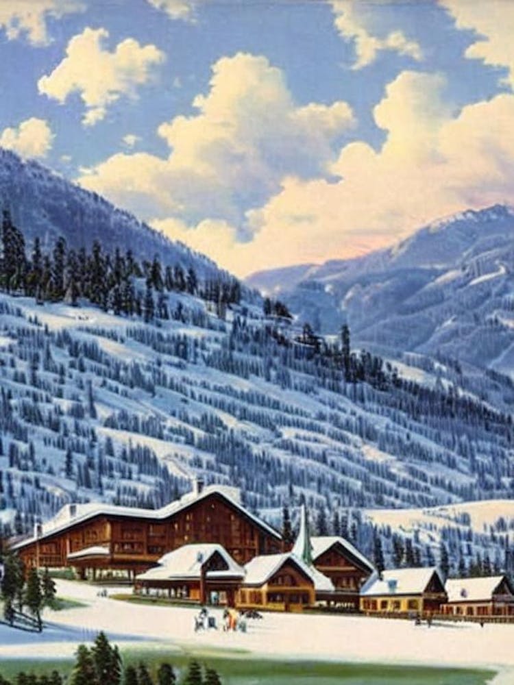 Schladming, Austria Ski Resort Vintage Landscape 2 Skiing Poster