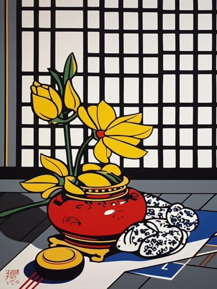 Lotus Flower Still Life  2 Pop Art Style