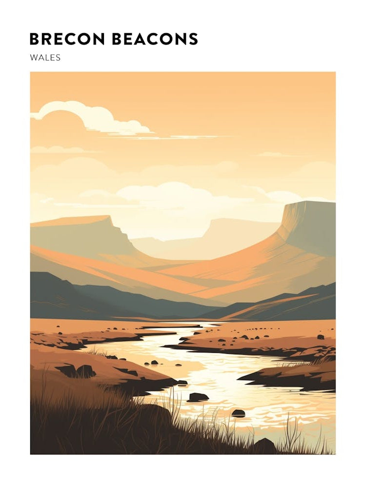 Brecon Beacons National Park Wales 3 Hiking Trail Landscape Poster