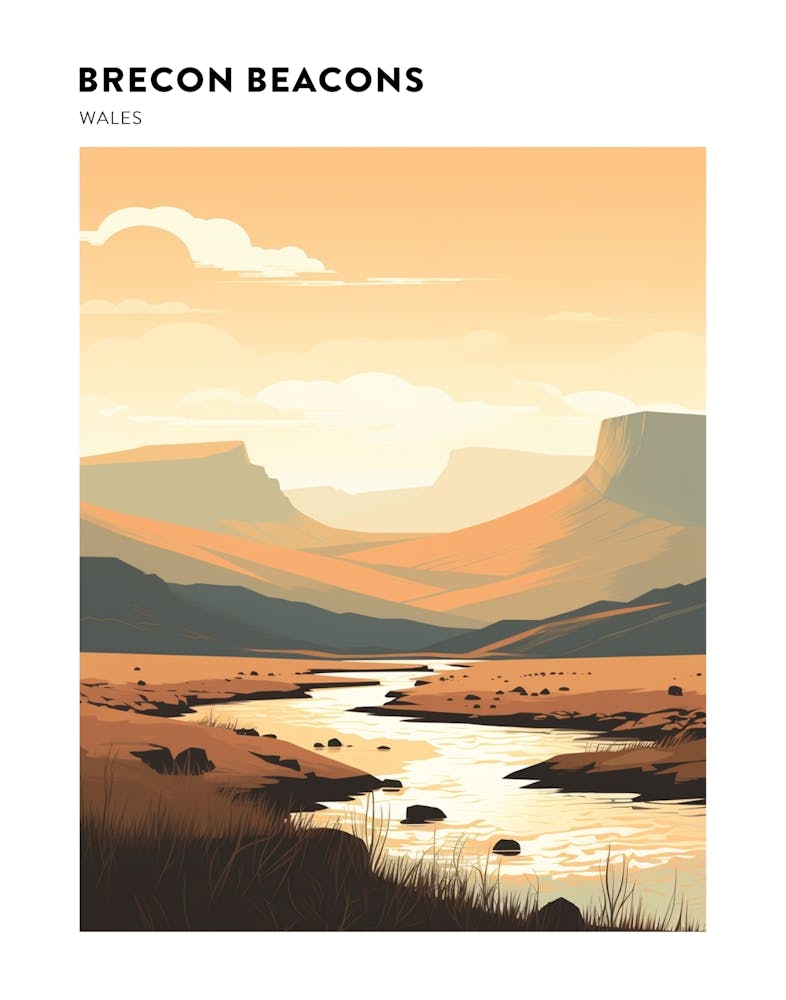 Brecon Beacons National Park Wales 3 Hiking Trail Landscape Poster