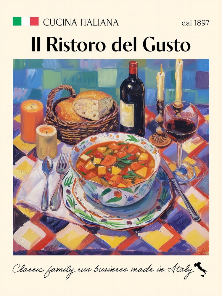 Il Ristoro Del Gusto Trattoria Italian Poster Food Kitchen