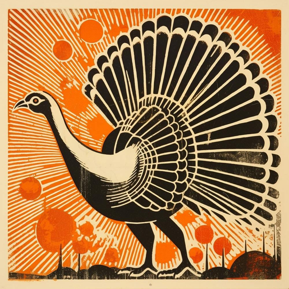 Retro Bird Lithograph Turkey