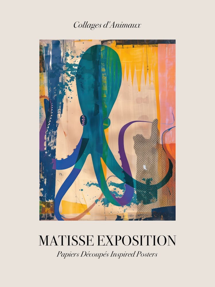 Octopus 2 Matisse Inspired Exposition Animals Poster