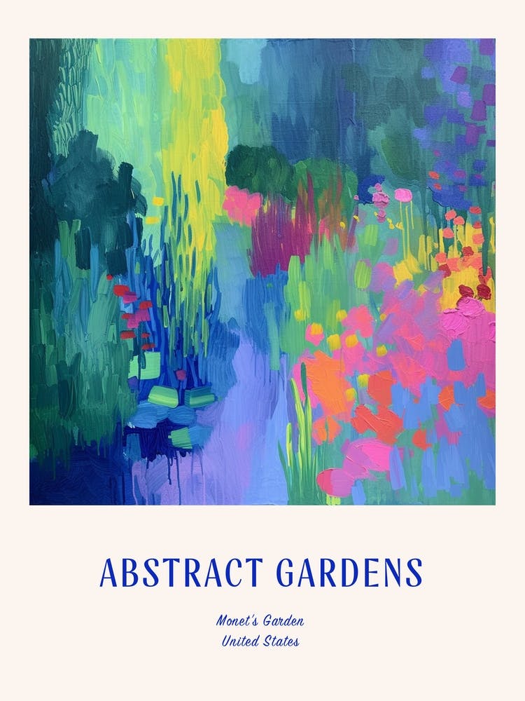 Colourful Gardens Monets Garden Usa 4 Blue Poster