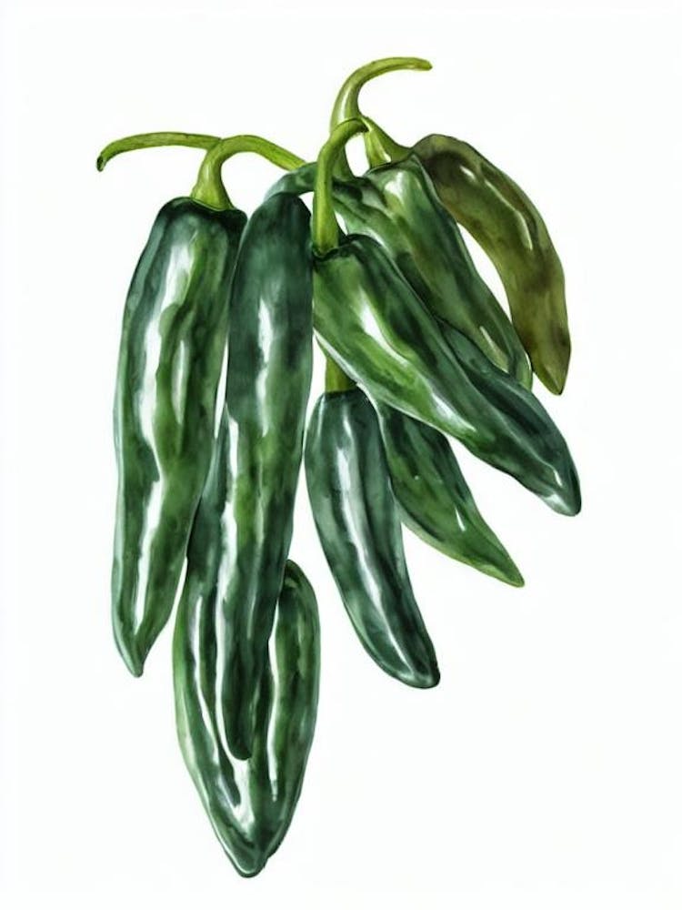 Ornamental Chili Pepper (Capsicum Annuum) Watercolor