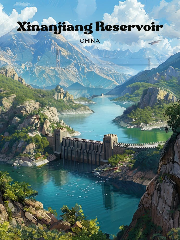 Xinanjiang Reservoir Nongfu Digital Travel Illustration