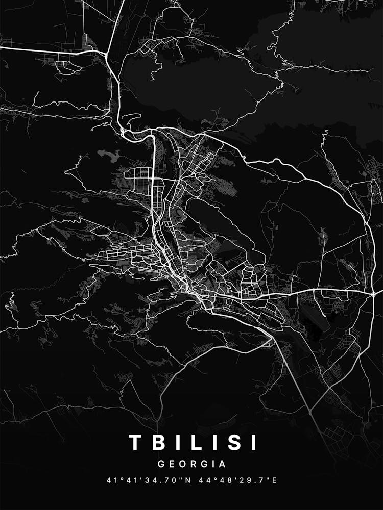 Tbilisi Georgia Black Map