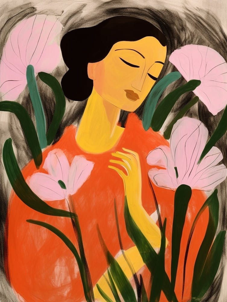 Woman With Autumnal Flowers Calla Lily 1