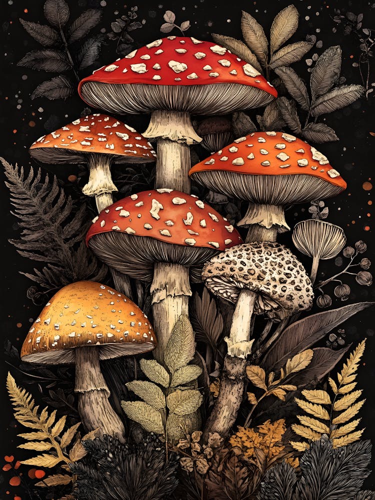 Mushrooms In The Forest