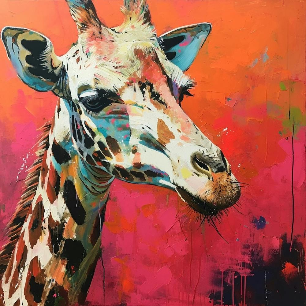 Warm Impasto Portrait Of A Giraffe 3