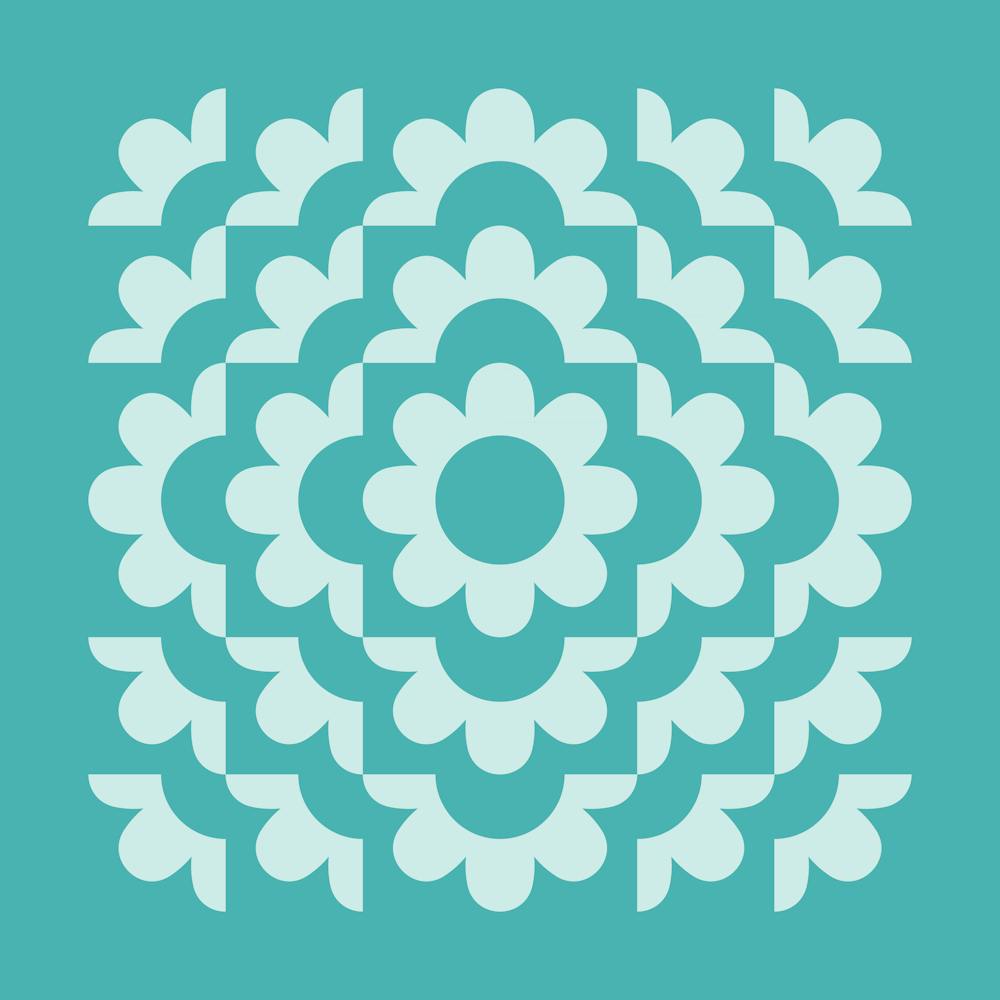 Abstract Geometric Flower Pattern 8 in teal blue green, midcentury modern boho 3