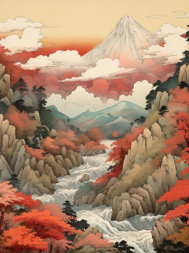 The Japanese Alps In Multiple Prefectures, Ukiyo E Drawing 3