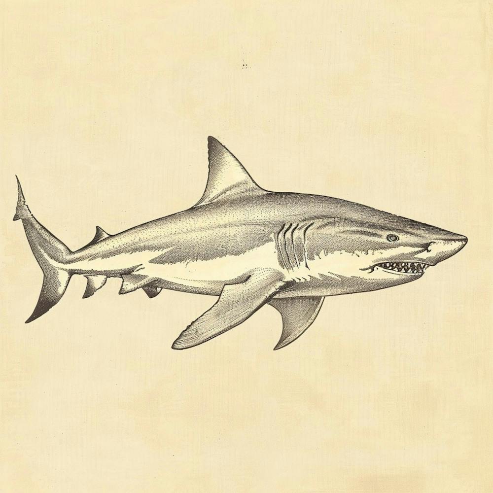 Largetooth Cookiecutter Shark Vintage Illustration 4