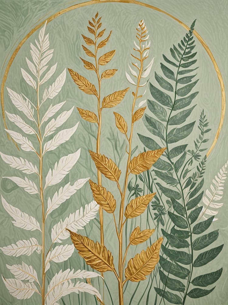Ferns In Pastel Green