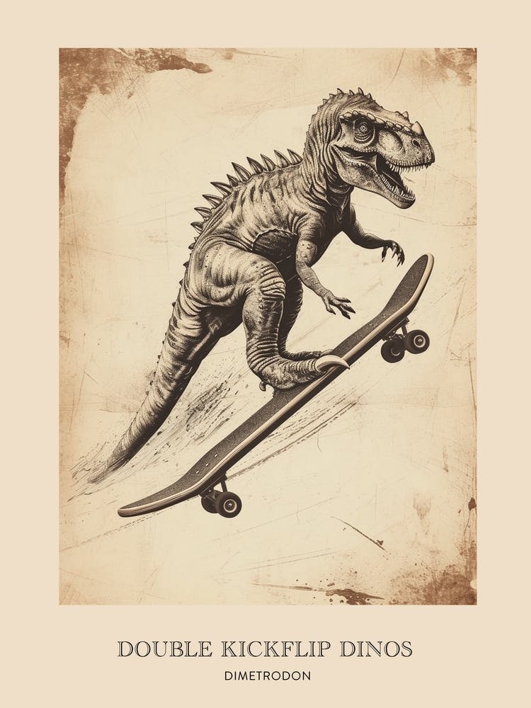 Dimetrodon Vintage Dinosaur Poster 1