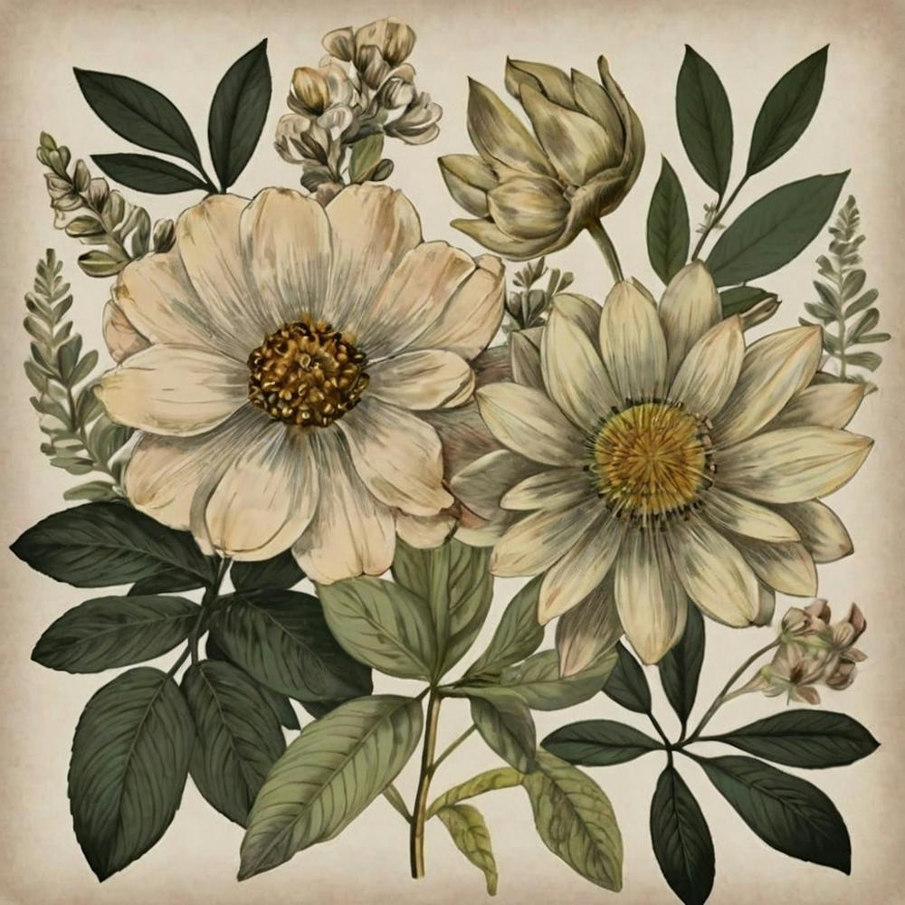 Vintage Botanical Bohemian Neutral Floral