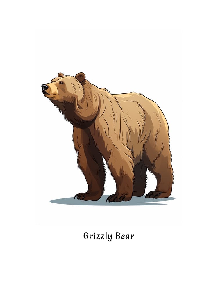 Grizzly Bear Kids Animal Poster