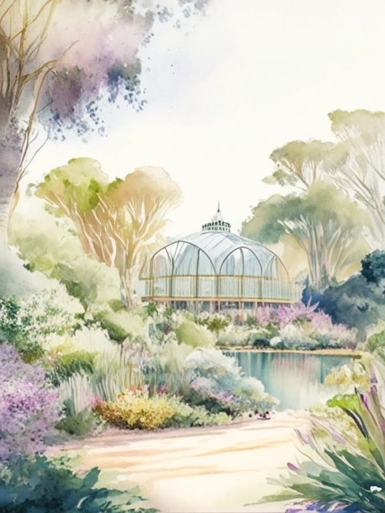 Adelaide Botanic Garden, Australia Pastell-Aquarell