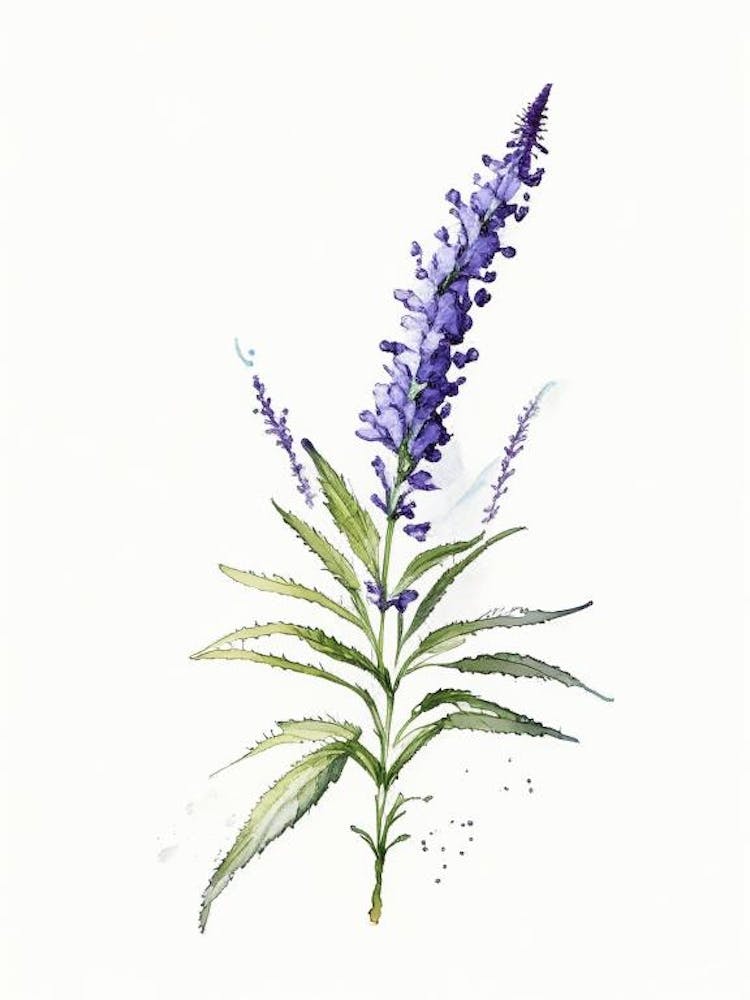 Hyssop Herb Minimalist Watercolour