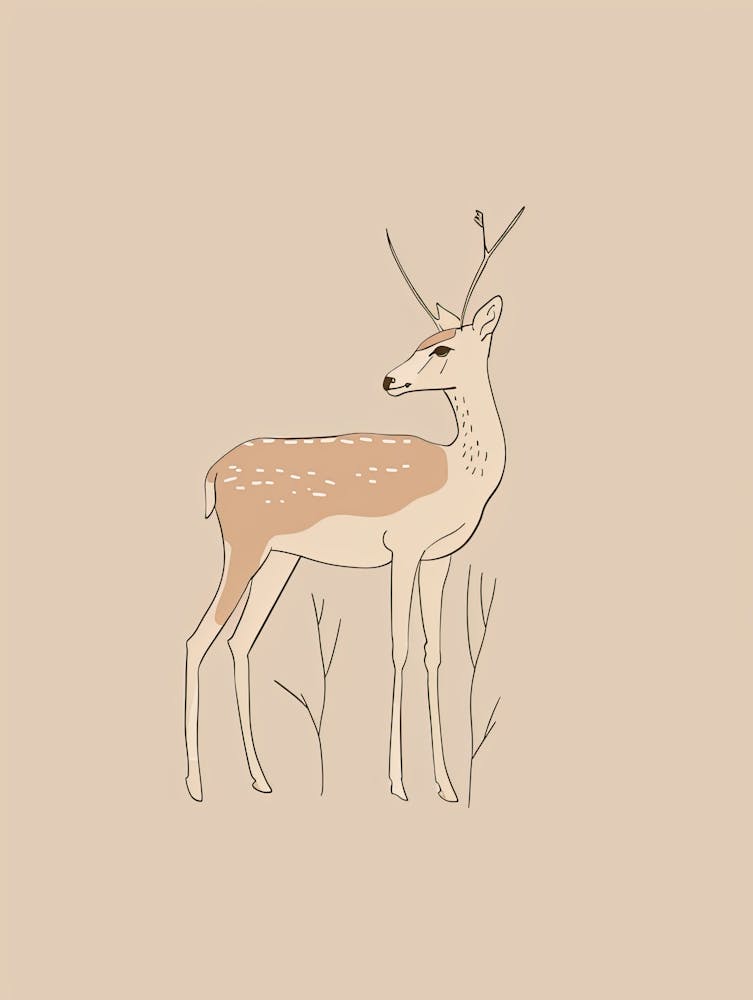 Deer - Boho, Line Art 10