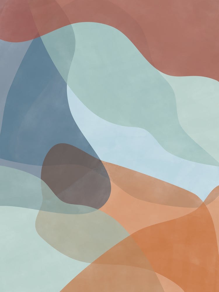 Terracotta Teal Abstract Shapes No.3