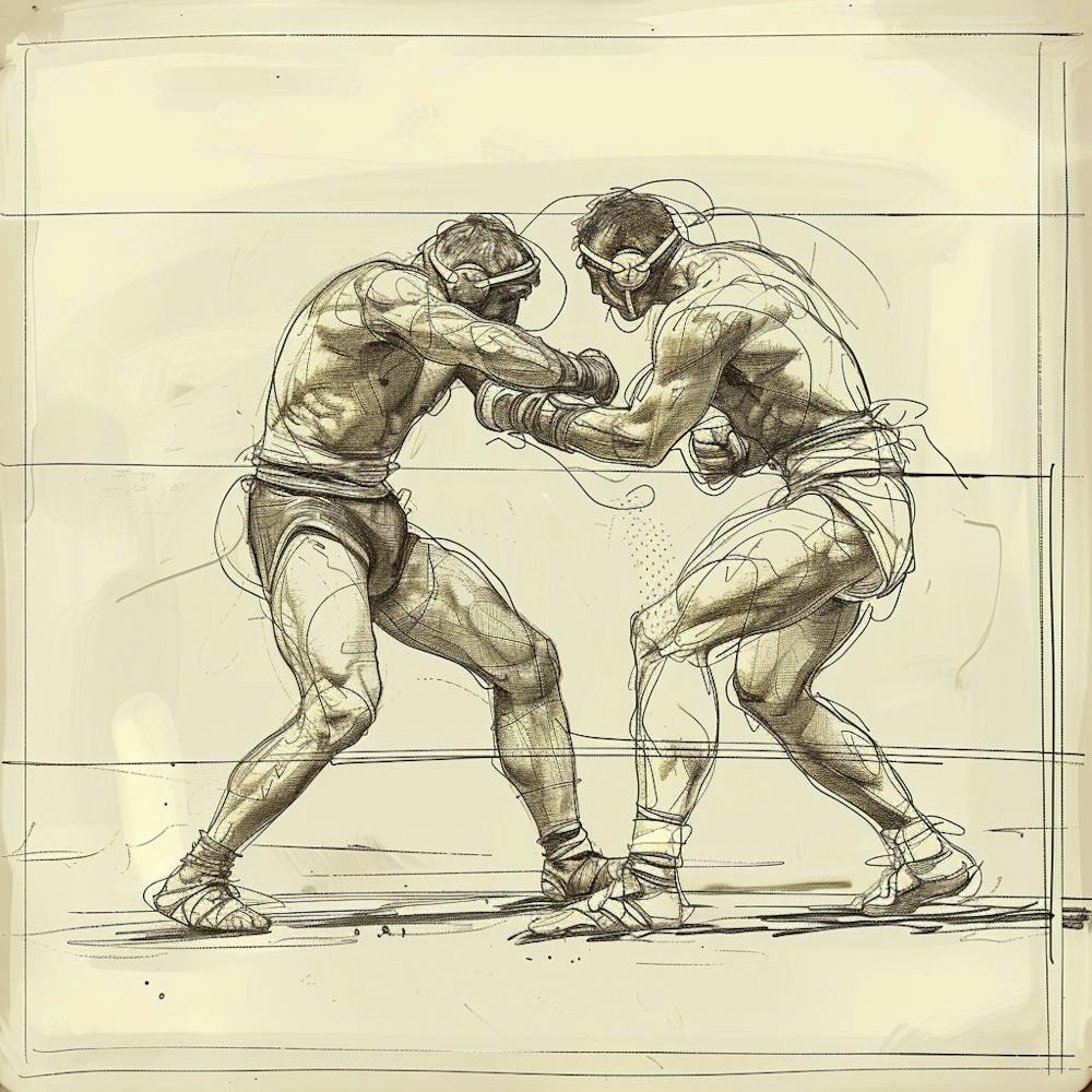 A Greco Roman Wrestling Hand Drawn Sketch Illust 1719334516 1