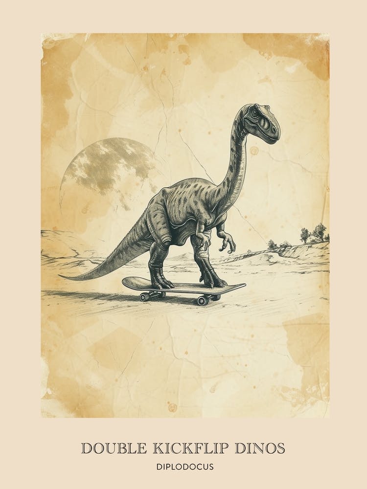 Diplodocus Vintage Dinosaur Poster 2