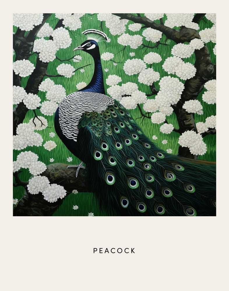 Ohara Koson Inspired Bird Painting Peacock 3 Poster