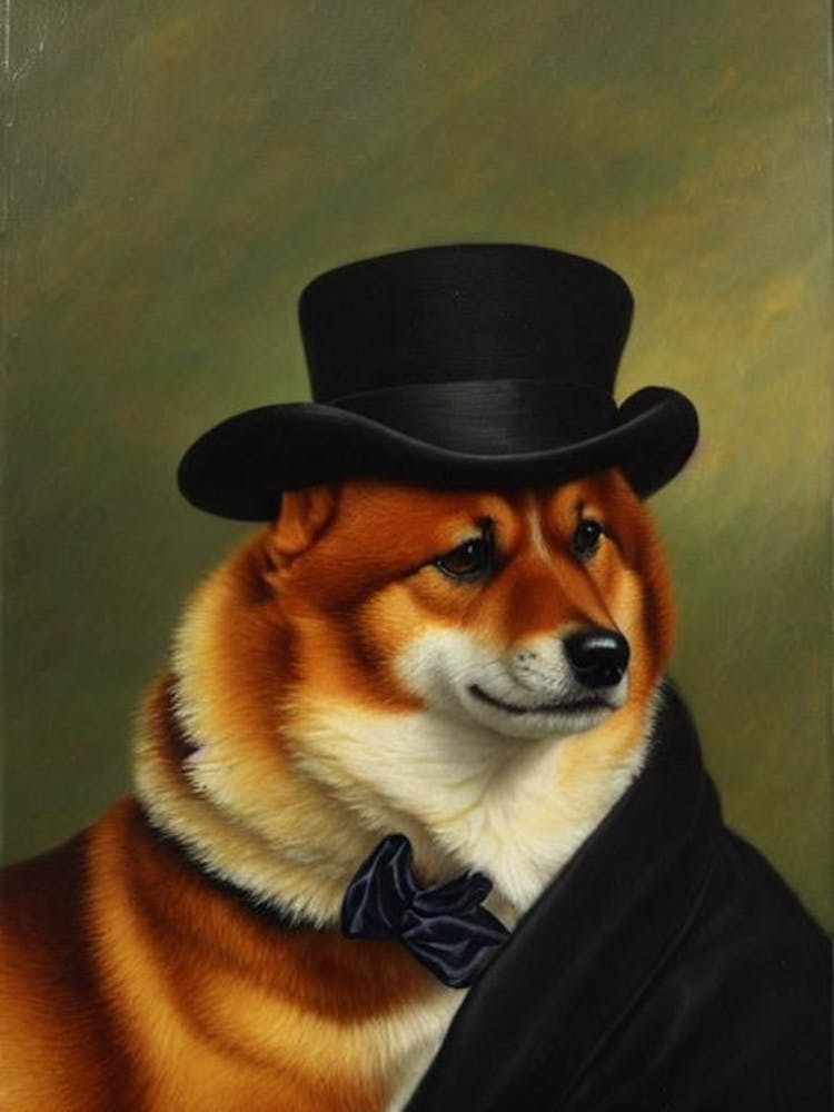 Shiba Inu Renaissance Portrait Oil Painting