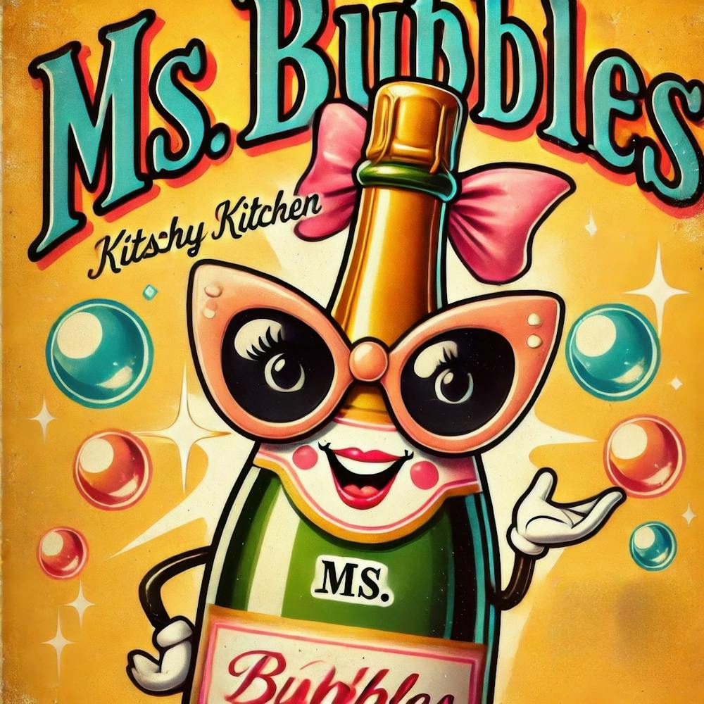 Ms Bubbles Champagne. Kitschy Kitchen Art Series