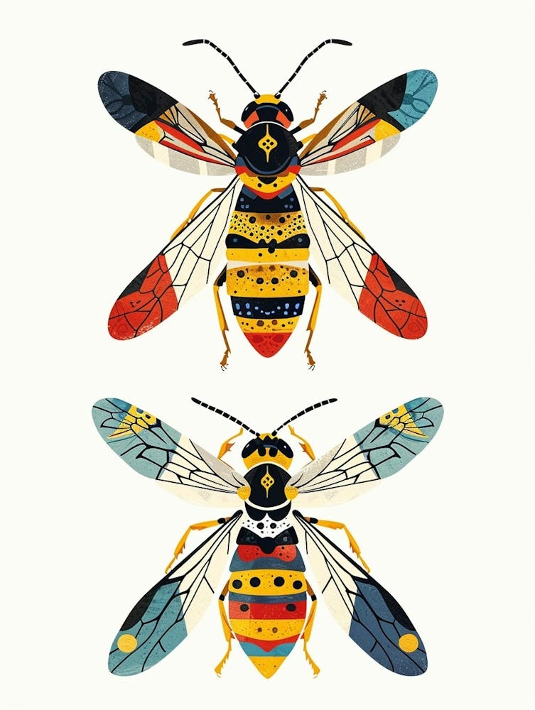 Colourful Insect Illustration Yellowjacket 8