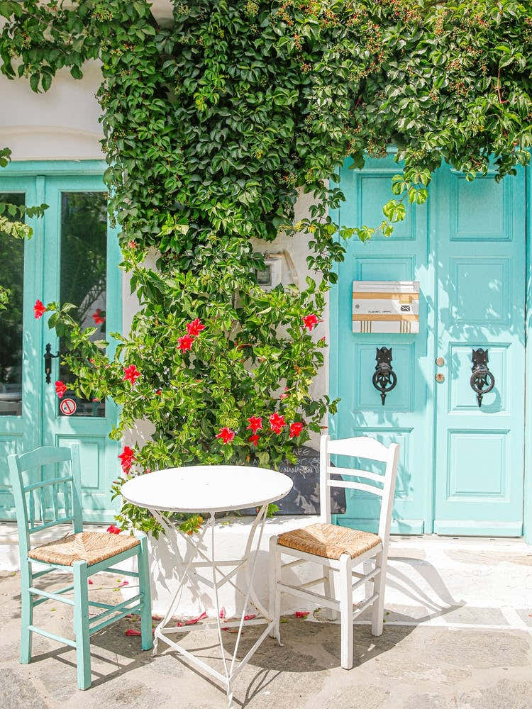 Greek Turquoise Coffee Corner