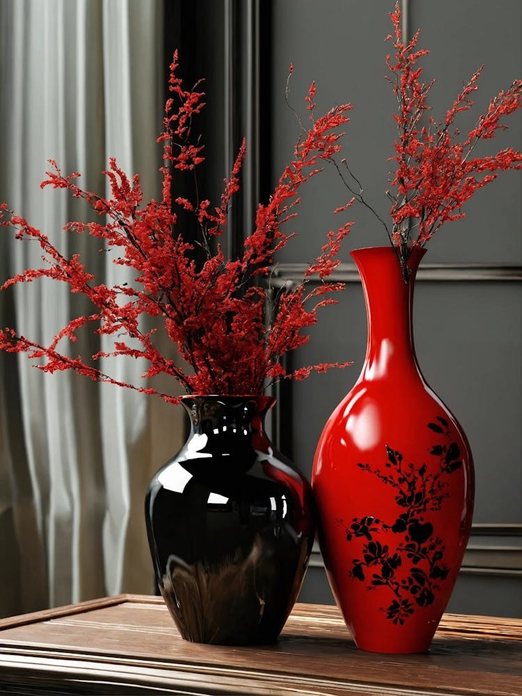 Red And Black Vases