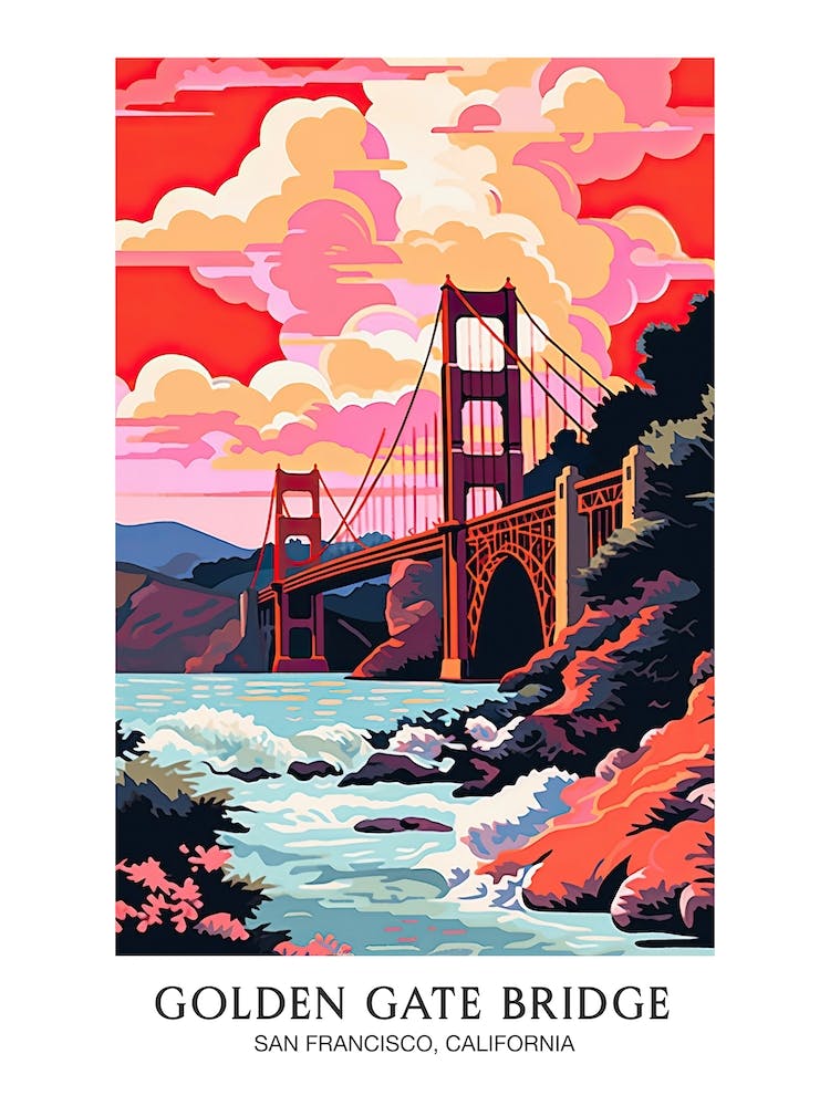Golden Gate Bridge San Francisco Colourful 1 Travel Poster