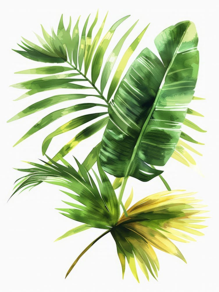 Watercolor Tropical Leaves