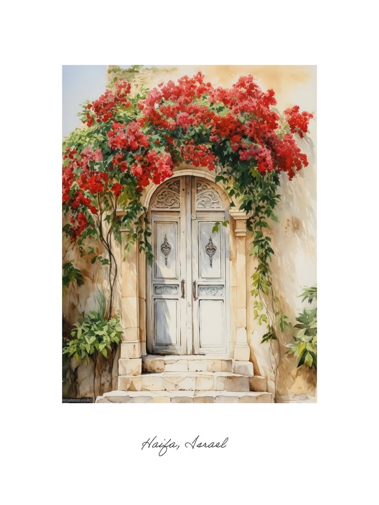 Haifa, Israel   Mediterranean Doors Watercolour Painting 4 Poster